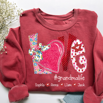 Personalized Love Grandma Sweatshirt, Valentine Heart Bow Gift for Grandma