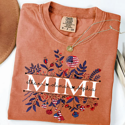Comfort Colors® Mimi Wildflower Flag American And Grandkids Shirt Gift for Grandma