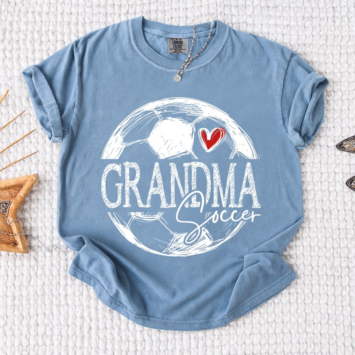 Comfort Colors® Custom Soccer Mimi Heart Shirt, For Gift Grandma Football Tee