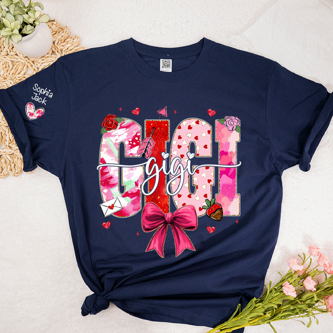 Valentine's Day Gigi T-shirt, Cute Heart Family Love Design For Gift Grandma