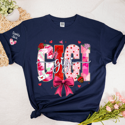Valentine's Day Gigi T-shirt, Cute Heart Family Love Design For Gift Grandma