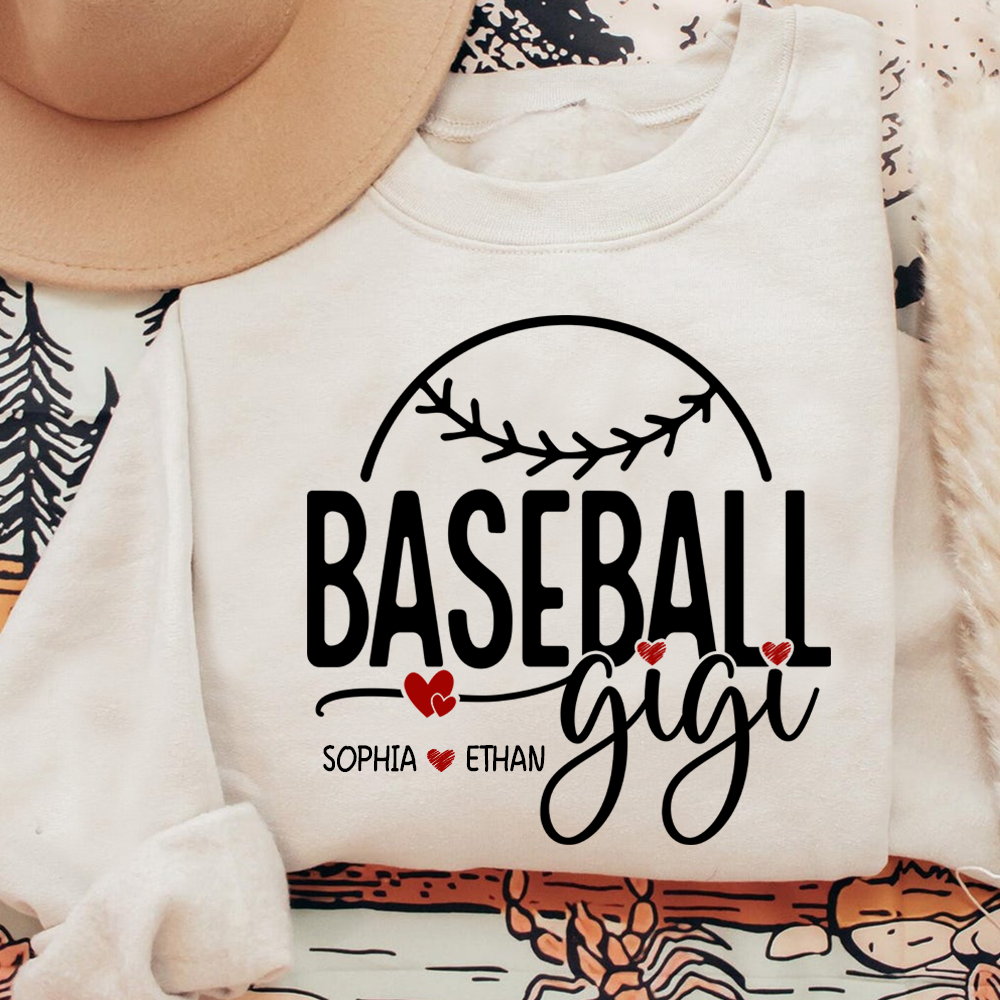 Personalized Baseball Gigi Sweatshirt, Custom Gift For Grandma And Kids