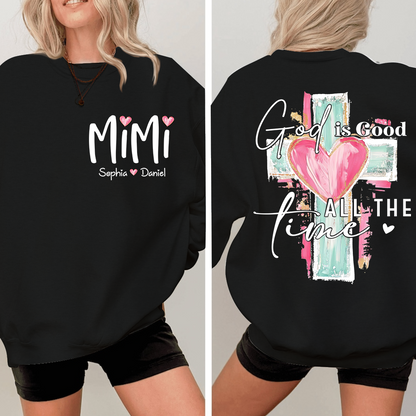 Custom Hand Drawn Cross Sweatshirt, Gift for Mimi And Grandchild