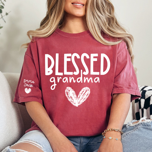 Blessed Grandma Shirt, Personalized with Grandkids’ Names, Custom T-Shirt Gift for Grandma