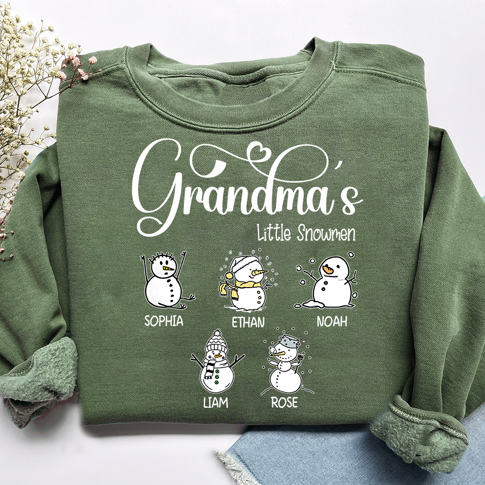 Merry Christmas Grandma Little Snowman Sweatshirt, Custom Gifts for Grandma and Grandchild