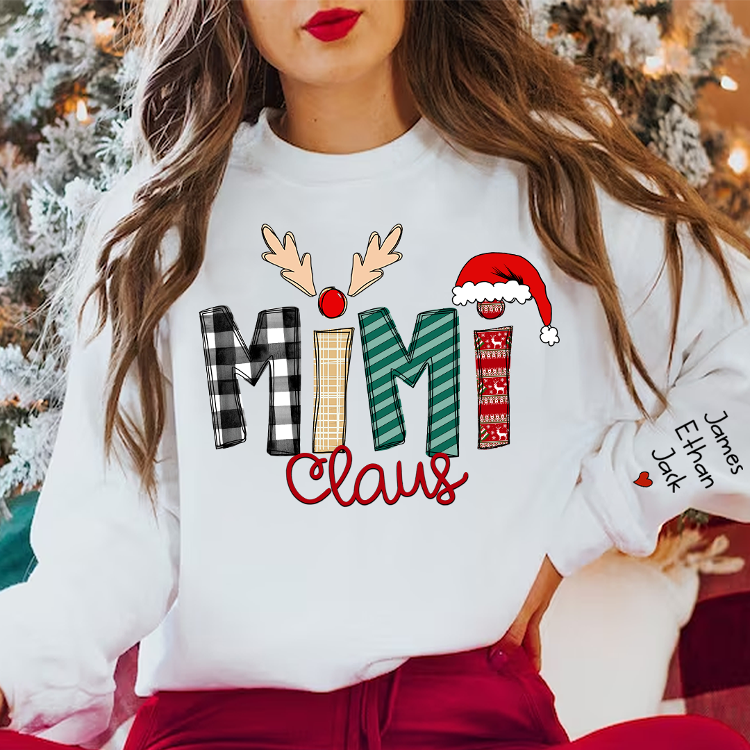 Family Best Gifts For Christmas, Mimi Claus Sweatshirt, 2025 Christmas Nana Sweatshirt, Custom Grandma Claus Christmas