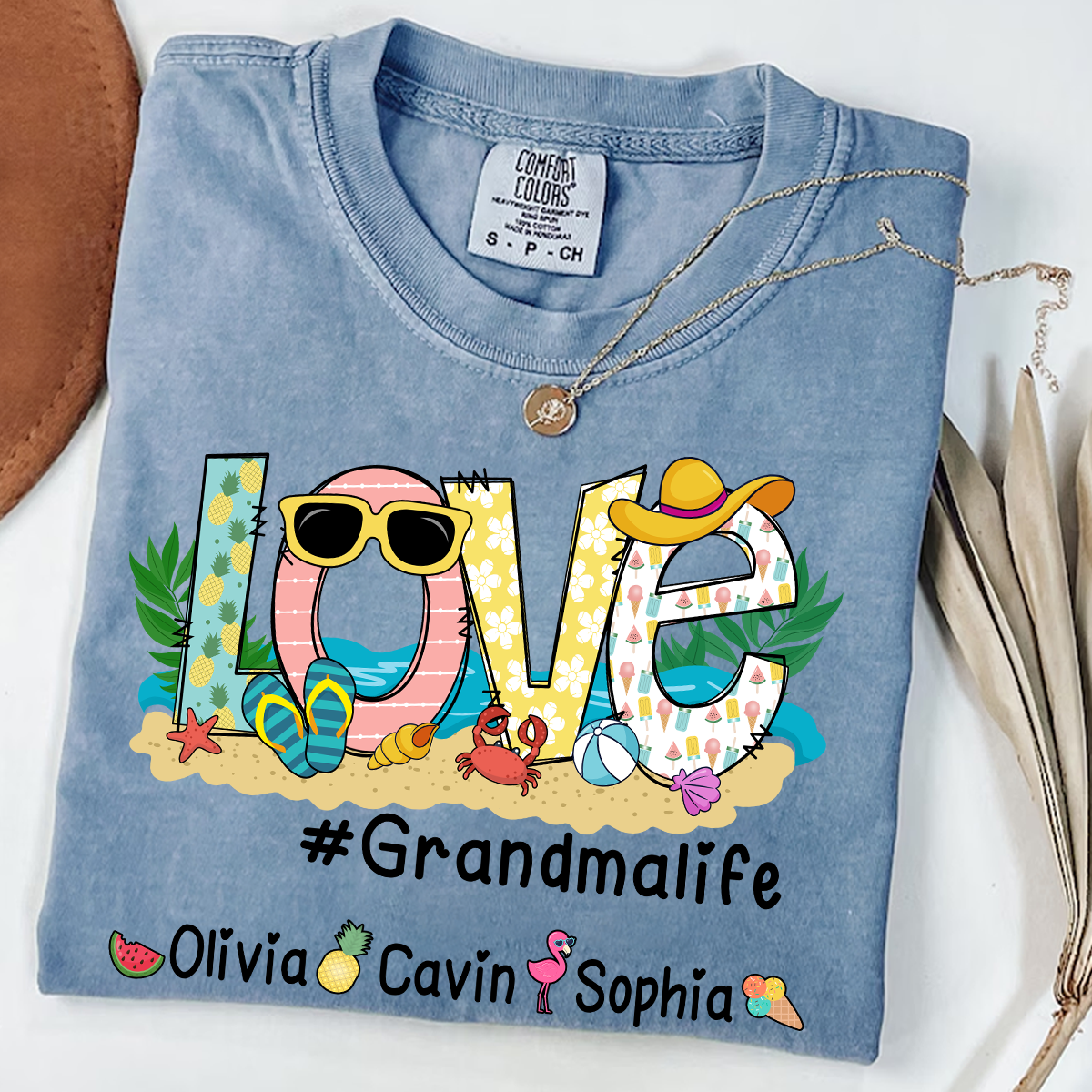 Comfort Colors® Love Grandma Life Beach T-Shirt, Gift For Grandma T-Shirt