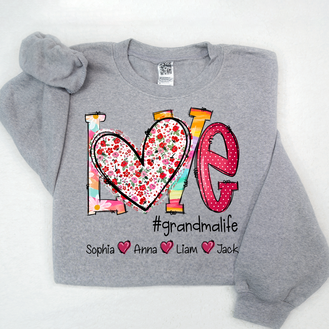 Valentine Heart Custom Name Grandma And Kids LTP01