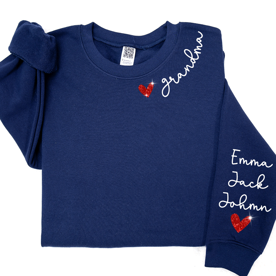 Valentine Glitter Heart Grandma And Kids LTP01