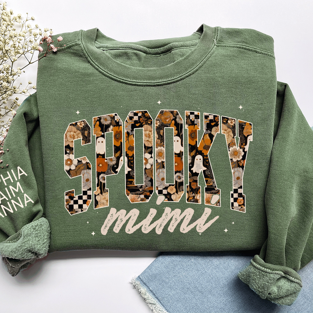 Personalized Spooky Grandma Halloween Sweatshirt, Gift for Mimi And Kids