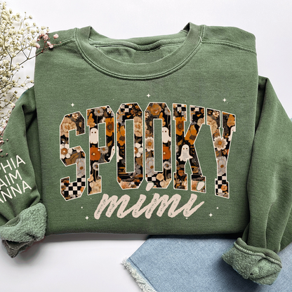 Personalized Spooky Grandma Halloween Sweatshirt, Gift for Mimi And Kids