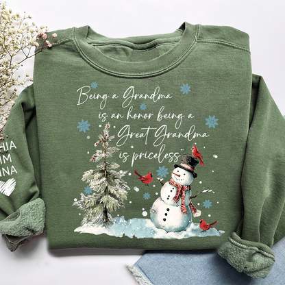 Being a Grandma Is an Honor Being a Great Grandma Is Priceless Sweatshirt, For Gift Grandma And Kids