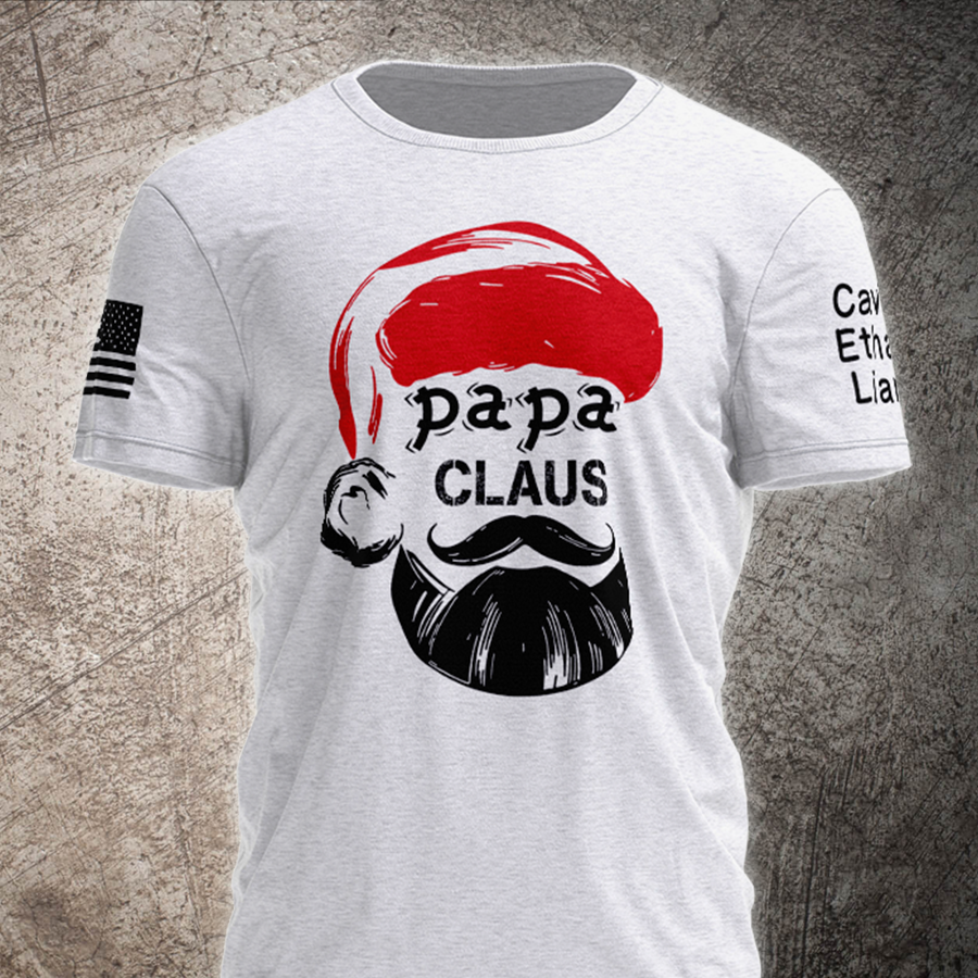 Papa Claus Christmas Shirt, Custom Papa With Kids, Grandpa Gift TH T-Shirt