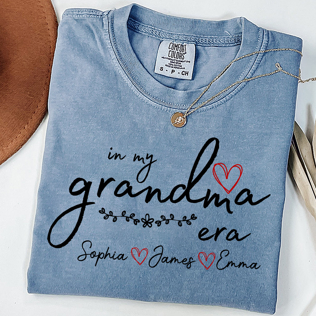 Comfort Colors Personalized In My Grandma Era T Shirt, Perfect Gift for Grandmothers with Kids' Names