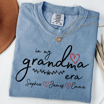 Comfort Colors Personalized In My Grandma Era T Shirt, Perfect Gift for Grandmothers with Kids' Names