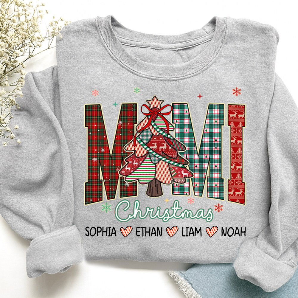 Personalized Mimi Christmas Sweatshirt, Customized Gifts for Grandma and Grandchild