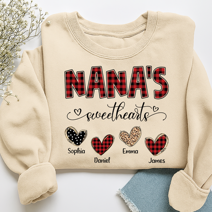 Nana’s Sweethearts Personalized Sweatshirt, Custom Grandma Sweatshirt With Grandchildren Names