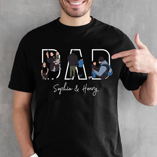 Custom Dad Hoodie Portrait From Photo, Personalized Dad Portrait Shirt, Personalized Gifts For Dad, Father's Gift