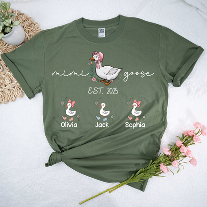 Custom Mimi Goose Est Shirt, Personalized Nickname And Grandkids, Gift For Mother's Day