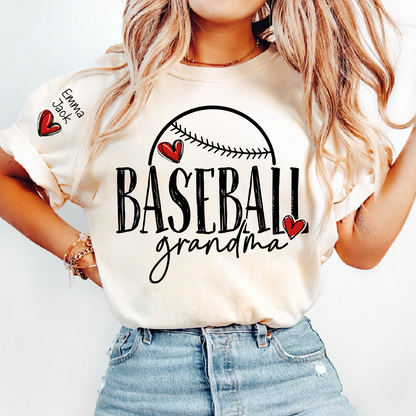 Baseball Nana Personalized T-Shirt, Cute Heart Baseball Design Nana T-Shirt