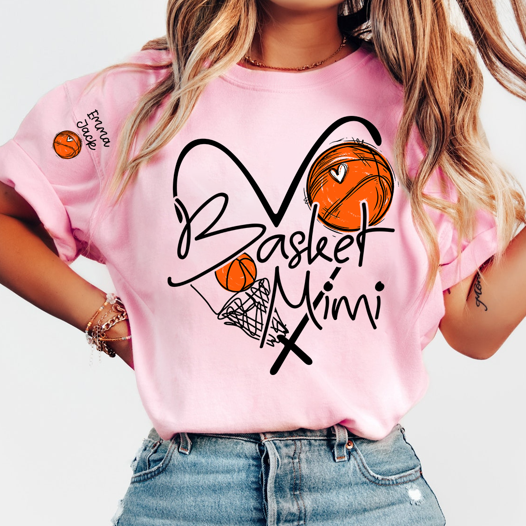 Basketball Mimi Shirt Personalized with Grandkids Names, For Gift Grandma
