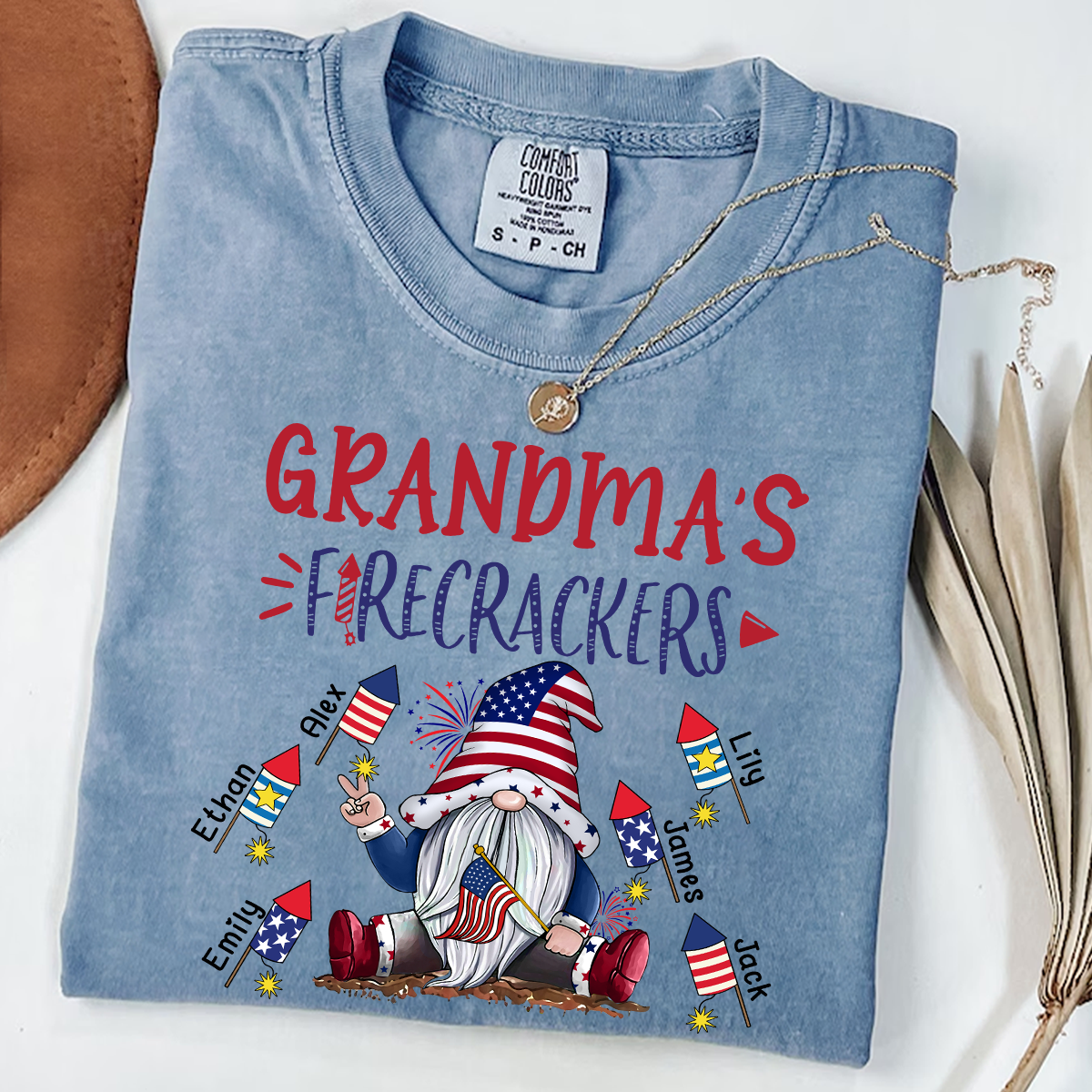 Comfort Colors® Personalized Grandma's Firecrackers Gnomes 4th Of July T-Shirt