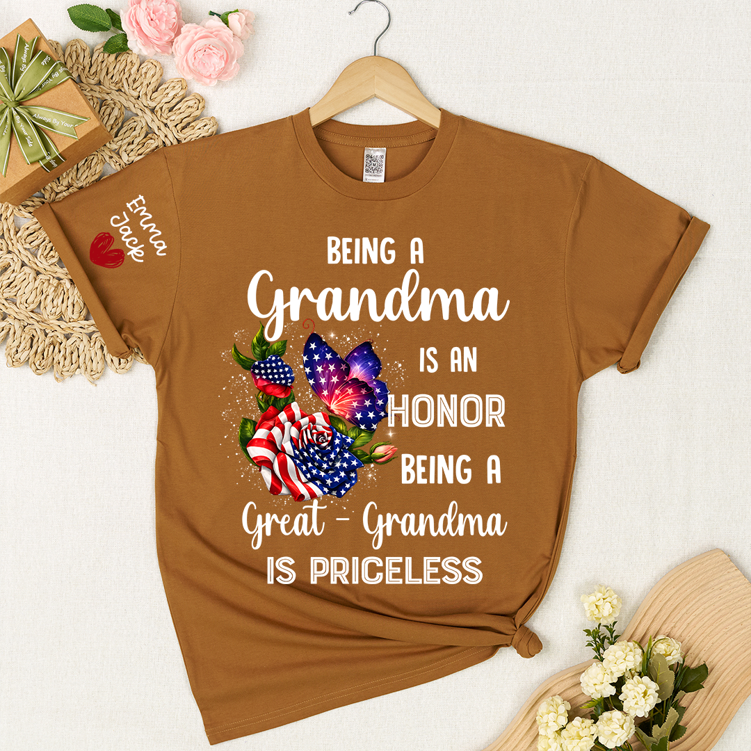 Being a Grandma is an Honor, Being a Great-Grandma is Priceless, Patriotic Grandma And Kids Gift