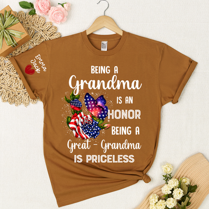 Being a Grandma is an Honor, Being a Great-Grandma is Priceless, Patriotic Grandma And Kids Gift