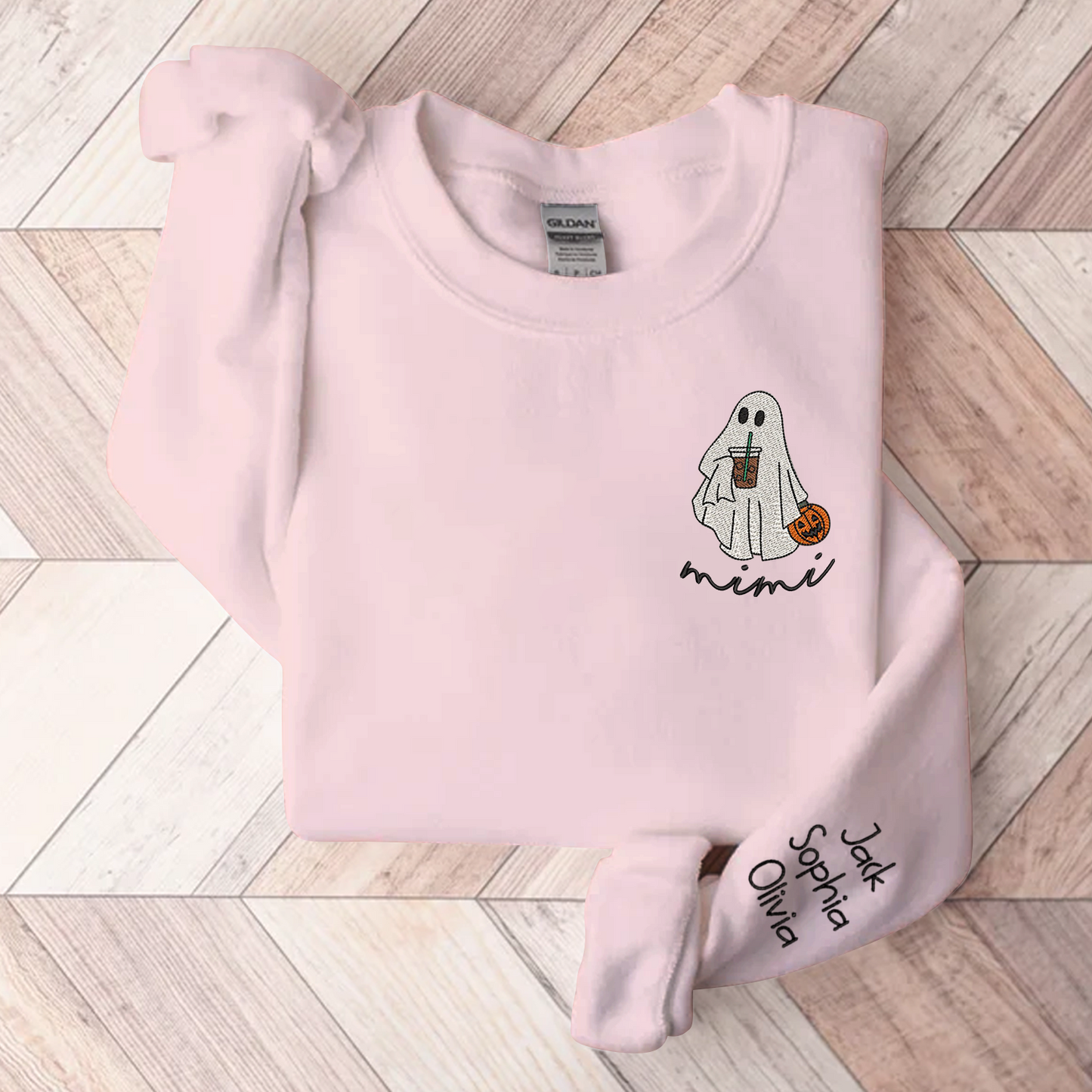Ghost Halloween Embroidered, Custom Mimi And Kids, Grandma Gift TH Sweatshirt