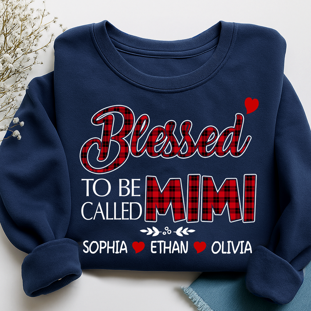 Personalized Blessed To Be Called Mimi Sweatshirt, Gifts for Grandma, Custom Grandma and Grandchild Names