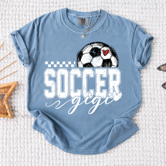 Comfort Colors® Personalized Gigi Soccer Tee, Custom Soccer Gigi For Gift Family