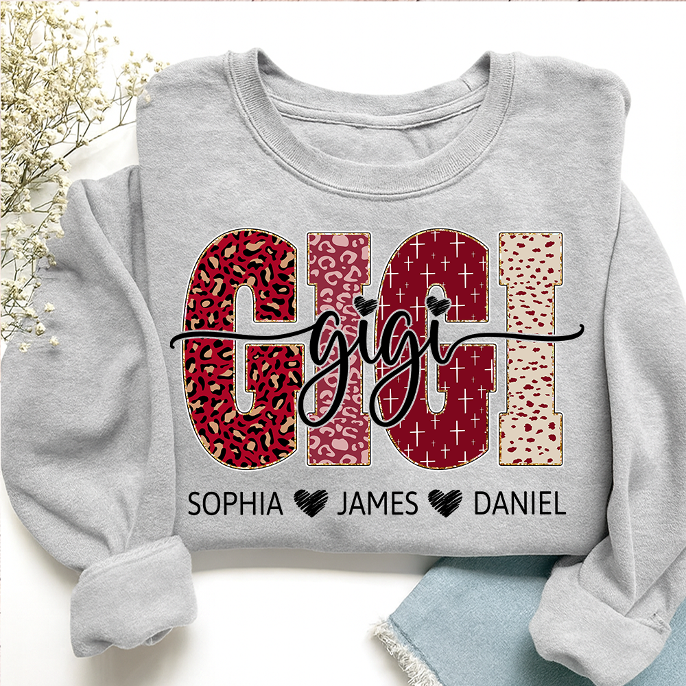 Personalized Gigi Sweatshirt with Kids Names, Valentine Grandma Gift Crewneck