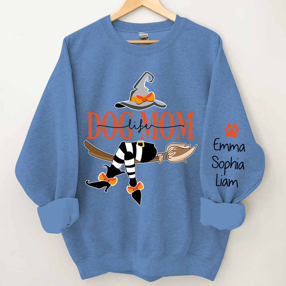 Dog Mom With Halloween Sweatshirt, Custom Mom & Kids Halloween, Gift For Mom TH