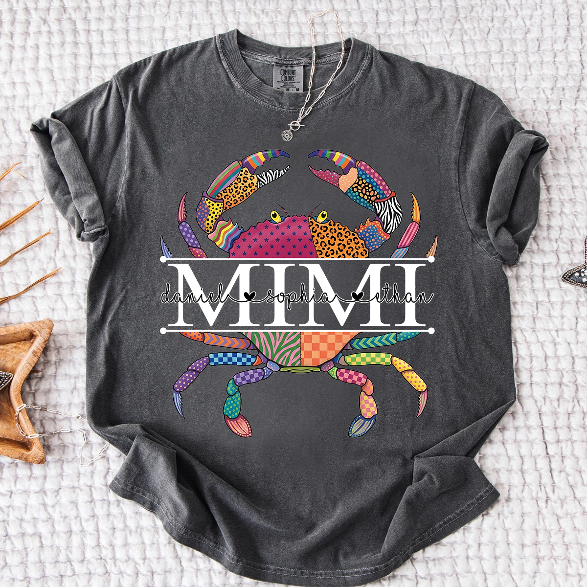 Comfort Colors® Personalized Mimi Crab T-Shirt for Women Colorful Summer Graphic Tee