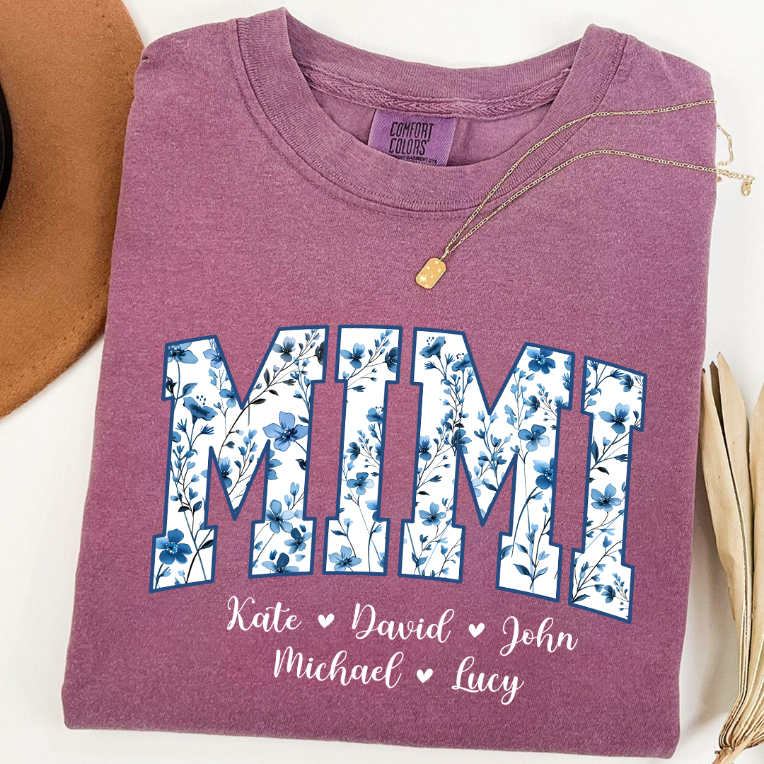 Comfort Colors® T-Shirt Personalized Blue Gigi, Custom Grandma and Kids