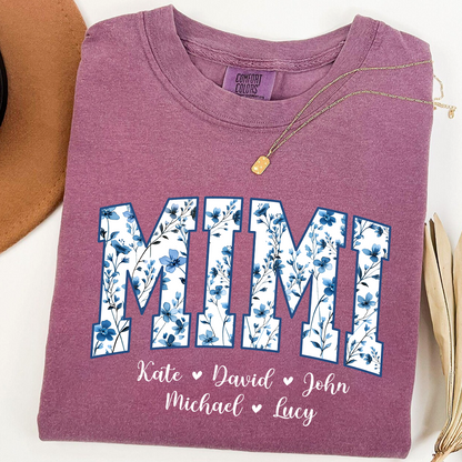 Comfort Colors® T-Shirt Personalized Blue Gigi, Custom Grandma and Kids