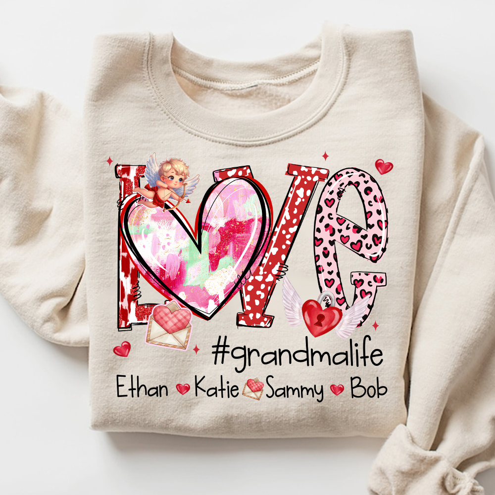 Personalized Love Grandma Life Sweatshirt, Custom Valentine Heart Design