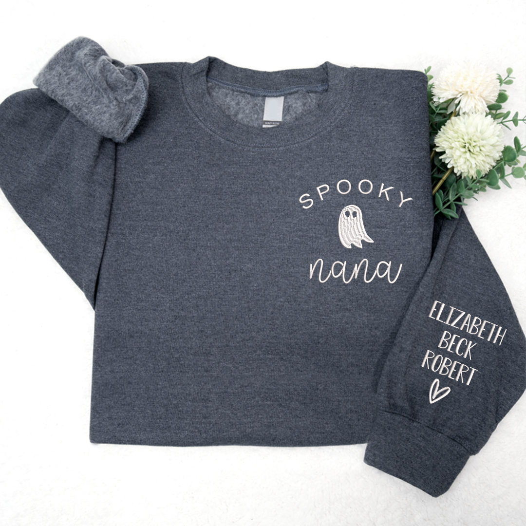 Spooky Nana With Kids Halloween Embroidered