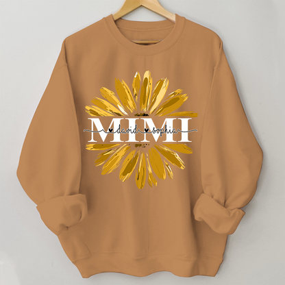 Mimi Yellow Daisy Flower With Grandkids Sweatshirt