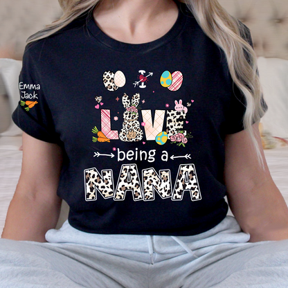 Love Being a Nana T Shirt, Cute Easter Bunny Family Shirt For Nana And Kids