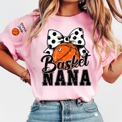 Basketball Game Day Nana T-Shirt, Custom Grandchildren Names Sports Fan Tee
