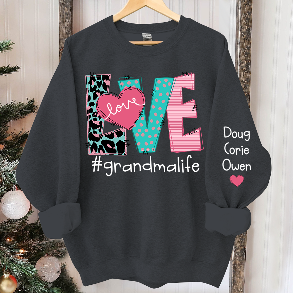 Personalized Love Grandma Life Trend Sweatshirt, Custom Grandma and Grandkids Sweatshirt