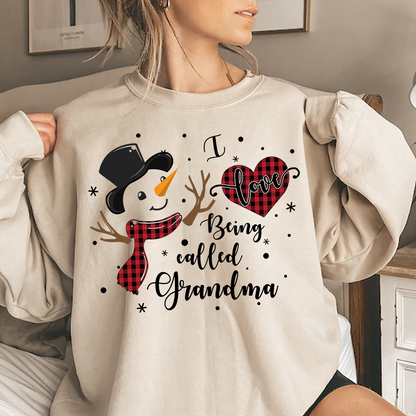 I Love Being Called Grandma Shirt, Cozy Holiday Sweatshirt for Gift Grandma And Kids