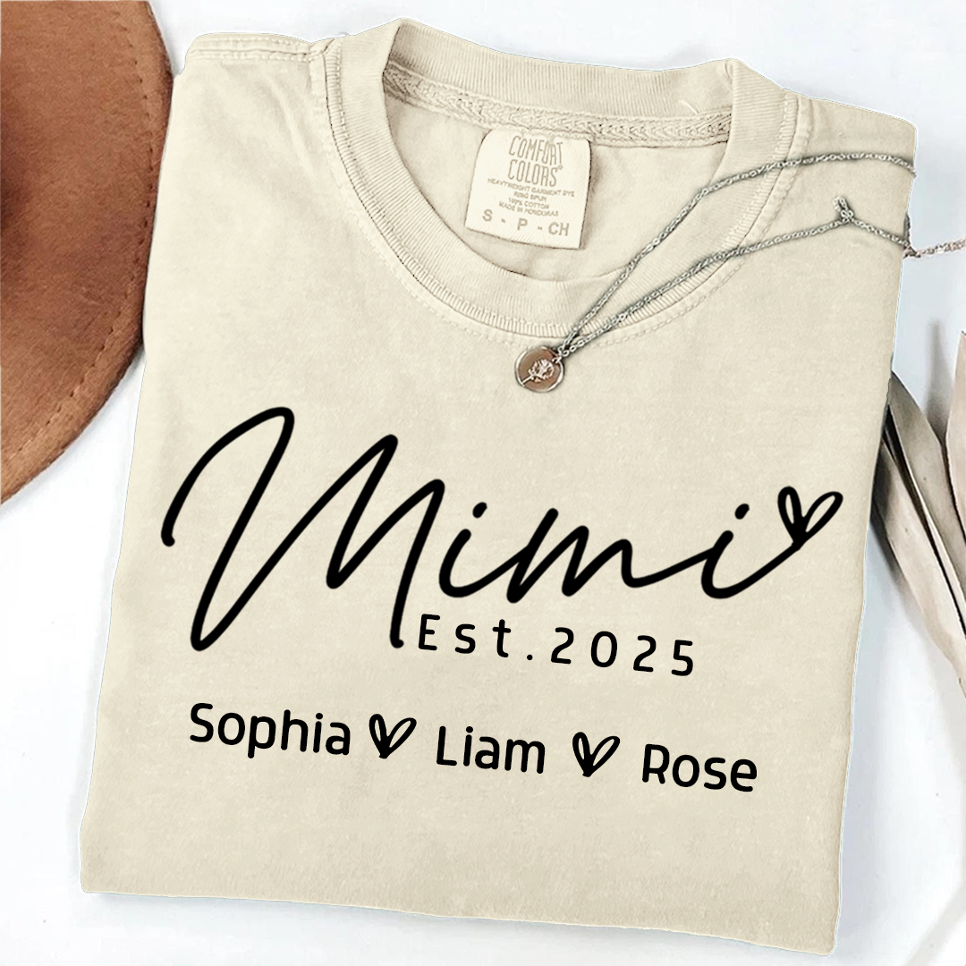 Comfort Colors® Minimalist Custom Name Shirt, Mimi And Kids Family Gift