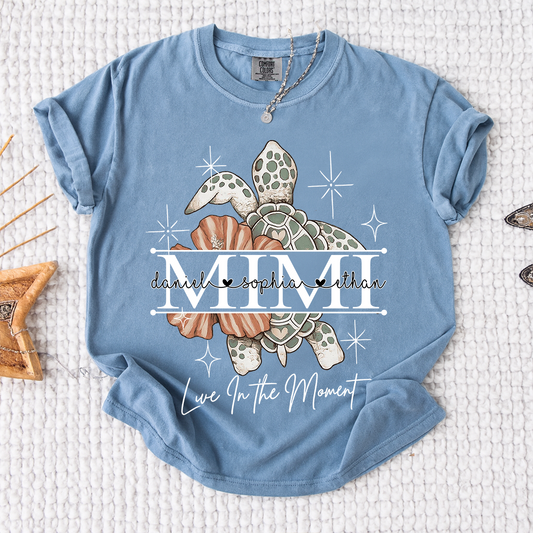 Comfort Colors® Mimi Ocean Turtle T-Shirt Custom Family Names Beach Style