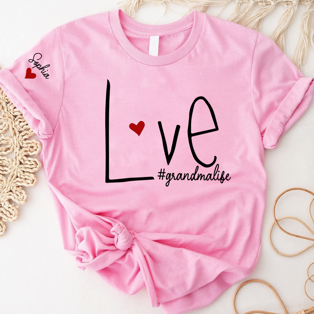 Personalized Love Grandma Life Heart, Custom Nicknames for Grandma and Kids