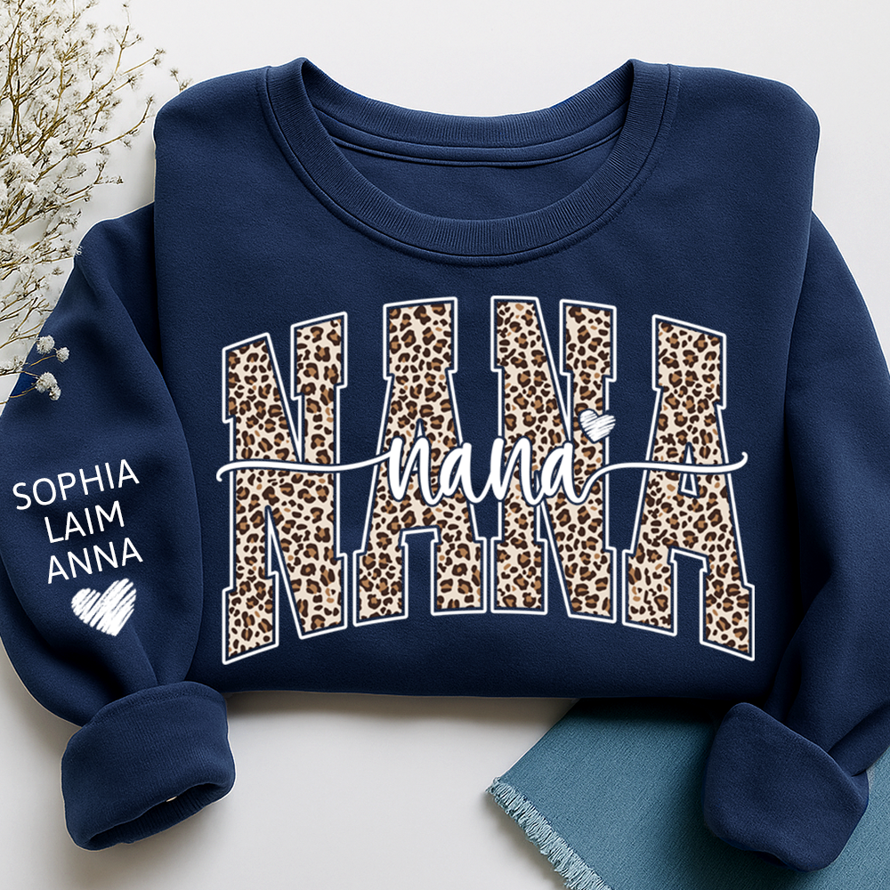 Retro Varsity Nana Leopard Print, For Gift Grandma And Kids