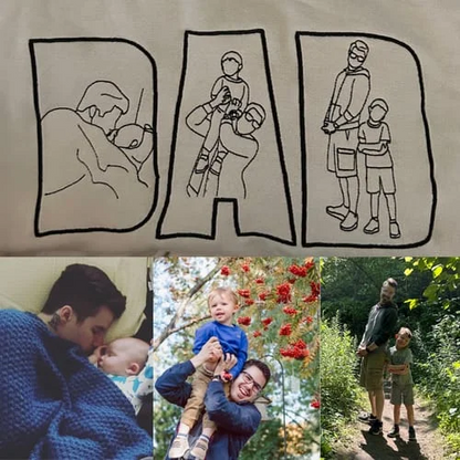 Custom Photo Portrait Embroidery Sweatshirt Gift For Dad And Mom Sweatshirt