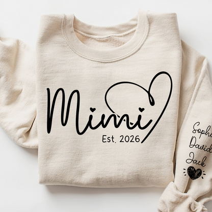 Personalized Heart Grandma Sweatshirt For Grandchild, Custom Name