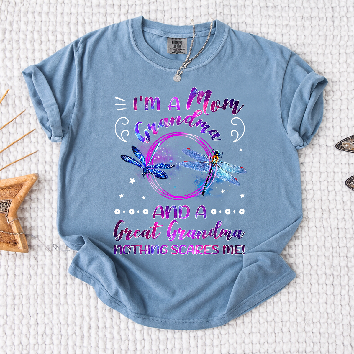 Funny Grandma Shirt, Custom Grandma. I'm a Mom and Great Grandma Nothing Scares Me, For Gift Grandma